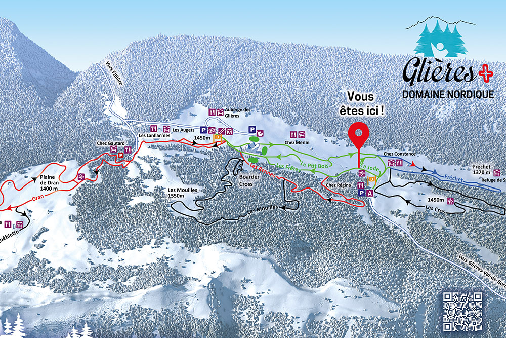 Plan de SKi Nordique du plateau des glières