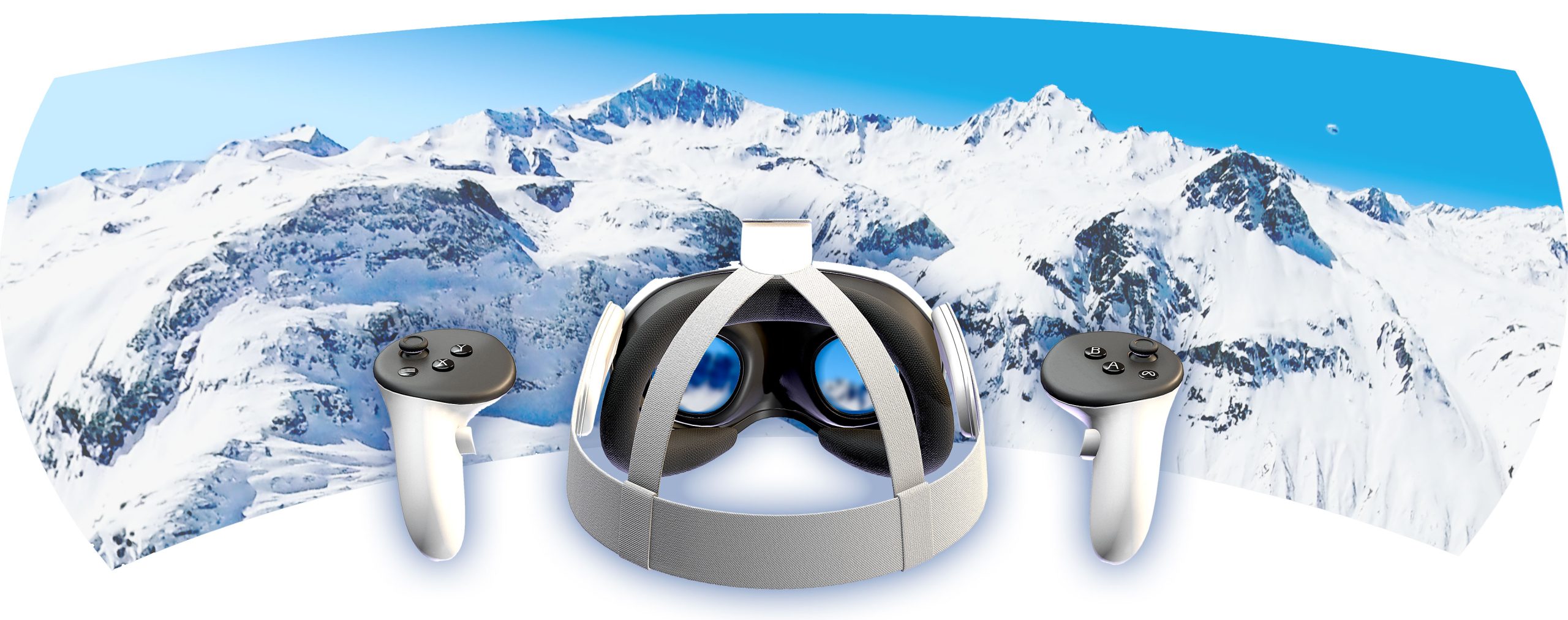 Illustration d'un contenu virtuel de montagne sur un Occulus Quest 3